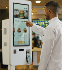 man using contactless ordering system